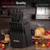 imageAstercook 15 Piece Knife Set with Sharpener Block  German Stainless Steel Dishwasher Safe Kitchen Knives with BuiltIn Sharpener Black