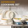 imageAstercook 21 Pcs Pots and Pans Set Non Stick Ceramic Cookware Set Detachable Handle RV Kitchen Cooking Set Removable Handles Oven Safe Induction Ready Stackable Nonstick Set Cream White