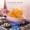 imageAstercook 21 Pcs Pots and Pans Set Non Stick Ceramic Cookware Set Detachable Handle RV Kitchen Cooking Set Removable Handles Oven Safe Induction Ready Stackable Nonstick Set Pink