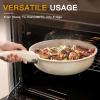 imageAstercook 21 Pcs Pots and Pans Set Non Stick Ceramic Cookware Set Detachable Handle RV Kitchen Cooking Set Removable Handles Oven Safe Induction Ready Stackable Nonstick Set Cream White