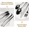 imageAstercook 24Piece Black Silverware Set with Steak Knives Flatware Set for 4 FoodGrade Stainless Steel Cutlery Set Mirror Polished Utensils Set Include Spoons and Forks for Home Kitchen RestaurantElegant Black Pro