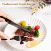 imageAstercook 24Piece Black Silverware Set with Steak Knives Flatware Set for 4 FoodGrade Stainless Steel Cutlery Set Mirror Polished Utensils Set Include Spoons and Forks for Home Kitchen RestaurantElegant Black Pro