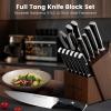 imageAstercook Kitchen Knife Set 15 Piece Knife Block Sets with German 14116 Steel Sharper and Rust Proof Full Tang Knives Set with Ergonomic Nylon Handle Dishwasher Safe Black