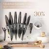 imageAstercook Kitchen Knife Set with Block and Sharpener 22 Piece German High Carbon Stainless Steel Knives Sharp Blade Dishwasher Safe Knife Set with Antislip Ergonomic Handle Crystal PinkElegant Black 22 pcs