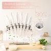 imageAstercook Kitchen Knife Set with Block and Sharpener 22 Piece German High Carbon Stainless Steel Knives Sharp Blade Dishwasher Safe Knife Set with Antislip Ergonomic Handle Crystal PinkBright White 22 pcs