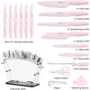 imageAstercook Kitchen Knife Set with Block and Sharpener 22 Piece German High Carbon Stainless Steel Knives Sharp Blade Dishwasher Safe Knife Set with Antislip Ergonomic Handle Crystal PinkCrystal Pink 22 pcs