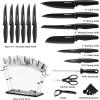 imageAstercook Kitchen Knife Set with Block and Sharpener 22 Piece German High Carbon Stainless Steel Knives Sharp Blade Dishwasher Safe Knife Set with Antislip Ergonomic Handle Crystal PinkElegant Black 22 pcs