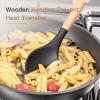 imageAstercook Kitchen Utensils set 39 PCS Silicone Cooking Utensils Set with Wooden Handle 446F Heat Resistant Food Grade Utensil Sets BPA Free Kitchen Gadgets Tools Set for Nonstick Cookware Black