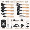 imageAstercook Kitchen Utensils set 39 PCS Silicone Cooking Utensils Set with Wooden Handle 446F Heat Resistant Food Grade Utensil Sets BPA Free Kitchen Gadgets Tools Set for Nonstick Cookware Black