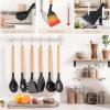 imageAstercook Kitchen Utensils set 39 PCS Silicone Cooking Utensils Set with Wooden Handle 446F Heat Resistant Food Grade Utensil Sets BPA Free Kitchen Gadgets Tools Set for Nonstick Cookware Black