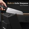 imageAstercook Knife Set 15 Pieces Kitchen knives Set with Builtin Sharpener High Carbon German Stainless Steel Chef Knife Block Sets Sharp ampamp Rust Resistant Dishwasher Safe BlackBlack