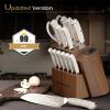 imageAstercook Knife Set Kitchen Knives Set with Block and Dual Sharpener Full Tang 15 Pcs German Stainless Steel Knives Sharp Blade Dishwasher Safe Knife Set with Ergonomic Handle Elegant BlackElegant White ProUltra Sharp