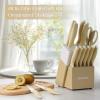 imageAstercook Knife Set Kitchen Knives Set with Block and Sharpener Ceramic Coating 15 Pcs German Stainless Steel Knives Sharp Blade Dishwasher Safe Knife Block Set with Ergonomic Handle Crystal PinkMorandi Yellow