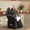 imageAstercook Knife Set Kitchen Knives Set with Block and Sharpener Ceramic Coating 15 Pcs German Stainless Steel Knives Sharp Blade Dishwasher Safe Knife Block Set with Ergonomic Handle Crystal PinkA Elegant Black