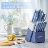 imageAstercook Knife Set Kitchen Knives Set with Block and Sharpener Ceramic Coating 15 Pcs German Stainless Steel Knives Sharp Blade Dishwasher Safe Knife Block Set with Ergonomic Handle Crystal PinkDelicate Blue