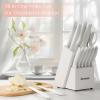 imageAstercook Knife Set Kitchen Knives Set with Block and Sharpener Ceramic Coating 15 Pcs German Stainless Steel Knives Sharp Blade Dishwasher Safe Knife Block Set with Ergonomic Handle Crystal PinkBright White