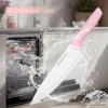 imageAstercook Knife Set Kitchen Knives Set with Block and Sharpener Ceramic Coating 15 Pcs German Stainless Steel Knives Sharp Blade Dishwasher Safe Knife Block Set with Ergonomic Handle Crystal PinkCrystal Pink