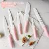 imageAstercook Knife Set Kitchen Knives Set with Block and Sharpener Ceramic Coating 15 Pcs German Stainless Steel Knives Sharp Blade Dishwasher Safe Knife Block Set with Ergonomic Handle Crystal PinkCrystal Pink