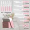 imageAstercook Knife Set Kitchen Knives Set with Block and Sharpener Ceramic Coating 15 Pcs German Stainless Steel Knives Sharp Blade Dishwasher Safe Knife Block Set with Ergonomic Handle Crystal PinkCrystal Pink