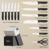 imageAstercook Knife Set Kitchen Knives Set with Block and Sharpener Ceramic Coating 15 Pcs German Stainless Steel Knives Sharp Blade Dishwasher Safe Knife Block Set with Ergonomic Handle Crystal PinkA Elegant Black