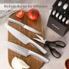 imageAstercook Knife Set Kitchen Knives Set with Block and Sharpener Full Tang 15 Pcs Premium Stainless Steel Knives Ultra Sharp Blade Dishwasher Safe Knife Set with Antislip Ergonomic Handle WalnutModern Black ProUltra Sharp