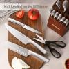 imageAstercook Knife Set Kitchen Knives Set with Block and Sharpener Full Tang 15 Pcs Premium Stainless Steel Knives Ultra Sharp Blade Dishwasher Safe Knife Set with Antislip Ergonomic Handle WalnutElegant Walnut ProFull Tang Ergonomic Handle