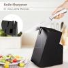 imageAstercook Knife Set Kitchen Knives Set with Block and Sharpener Full Tang 15 Pcs Premium Stainless Steel Knives Ultra Sharp Blade Dishwasher Safe Knife Set with Antislip Ergonomic Handle WalnutModern Black ProUltra Sharp