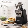 imageAstercook Knife Set Kitchen Knives Set with Block and Sharpener Full Tang 15 Pcs Premium Stainless Steel Knives Ultra Sharp Blade Dishwasher Safe Knife Set with Antislip Ergonomic Handle WalnutModern Black ProUltra Sharp
