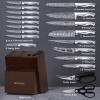 imageKnife Set 15 Pieces Kitchen Knife Set with Built in Sharpener Block German Stainless Steel Knife Block Set21 Pcs