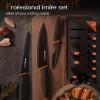 imageKnife Set Astercook 15 Pcs Dishwasher Safe Kitchen Knife Set with Builtin Sharpener High Carbon German Stainless Steel Black Knife Block Set