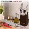 imageKnife Set Astercook 15 Pcs Knife Sets for Kitchen with Block Dishwasher Safe Kitchen Knife Set with Builtin Sharpener German Stainless Steel Knife Block Set