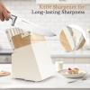 imageKnife SetAstercook Kitchen Knife Set with Block 14Piece Full Tang German Stainless Steel Knives with Sharpener Dishwasher Safe and AntiSlip Ergonomic Handle Elegant Cream White Utensils Set