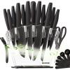 imageAstercook Kitchen Knife Set with Block and Sharpener 22 Piece German High Carbon Stainless Steel Knives Sharp Blade Dishwasher Safe Knife Set with Antislip Ergonomic Handle Crystal PinkElegant Black 22 pcs