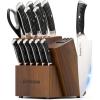imageAstercook Knife Set Kitchen Knives Set with Block and Dual Sharpener Full Tang 15 Pcs German Stainless Steel Knives Sharp Blade Dishwasher Safe Knife Set with Ergonomic Handle Elegant BlackPremium Black ProUltra Sharpwith Dual Sharpener