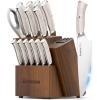 imageAstercook Knife Set Kitchen Knives Set with Block and Dual Sharpener Full Tang 15 Pcs German Stainless Steel Knives Sharp Blade Dishwasher Safe Knife Set with Ergonomic Handle Elegant BlackElegant White ProUltra Sharp