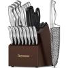 imageKnife Set 15 Pieces Kitchen Knife Set with Built in Sharpener Block German Stainless Steel Knife Block Set21 Pcs