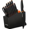 imageKnife Set Astercook 15 Pcs Dishwasher Safe Kitchen Knife Set with Builtin Sharpener High Carbon German Stainless Steel Black Knife Block Set
