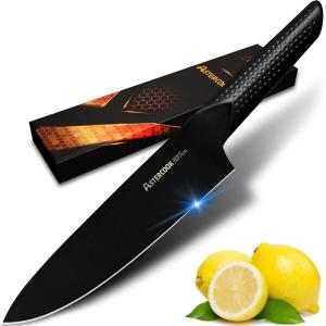 imageAstercook Chef Knife 8 Inch Pro Kitchen Knife Dishwasher Safe High Carbon German Stainless Steel Chefs Knives with Ergonomic Handle Elegant Black