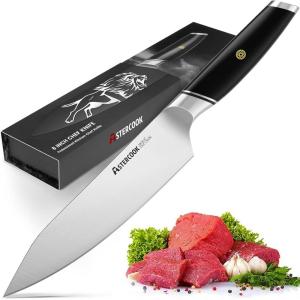 imageAstercook Chef Knife 8 Inch Professional Kitchen Chef Knife German High Carbon Stainless Steel Ultra Sharp Knife Chefs Knives with Ergonomic Handle and Gift BoxABS Handle