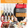 imageAstercook Heavy Duty Kitchen Shears with Serrated Blade Ergonomic Handle  For Poultry Herbs VegetablesSilver Blades