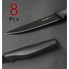 imageAstercook Steak Knives Steak Knives Set of 8 Dishwasher Safe High Carbon Stainless Steel Serrated Steak Knife Black