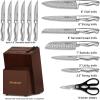 imageAstercook Knife Set 15Piece Kitchen Knife Set with Block Builtin Knife Sharpener German Stainless Steel Knife Block Set Dishwasher Safe