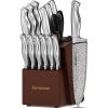 imageAstercook Knife Set 15Piece Kitchen Knife Set with Block Builtin Knife Sharpener German Stainless Steel Knife Block Set Dishwasher Safe