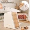 imageAstercook Knife Set Kitchen Knife Set with Block and Sharpener 12 Pcs UltraSharp High Carbon Stainless Steel Knife Block Set with NonSlip Full Tang Ergonomic Handle Cream White Cutlery Set