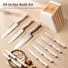 imageAstercook Knife Set Kitchen Knife Set with Block and Sharpener 12 Pcs UltraSharp High Carbon Stainless Steel Knife Block Set with NonSlip Full Tang Ergonomic Handle Cream White Cutlery Set