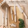 imageAstercook Knife Set Kitchen Knife Set with Block and Sharpener 12 Pcs UltraSharp High Carbon Stainless Steel Knife Block Set with NonSlip Full Tang Ergonomic Handle Cream White Cutlery Set