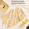 imageKnife Set Astercook 22Piece Kitchen Knife Set with Block and Sharpener High Carbon Stainless Steel Sharp Knives Dishwasher Safe and Antislip Ergonomic Handle Elegant Cream White Knife Block Set